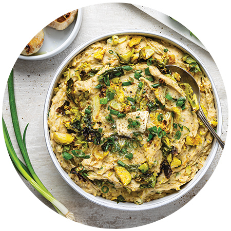 Roasted Sprouts & Garlic Colcannon 